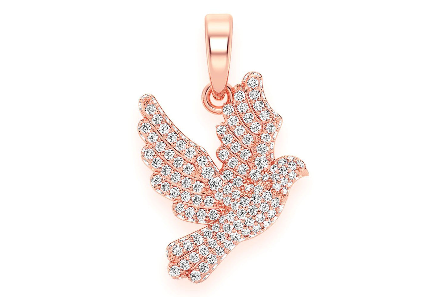 DOVE DIAMOND PENDANT 14K SOLID GOLD 0.60CTW