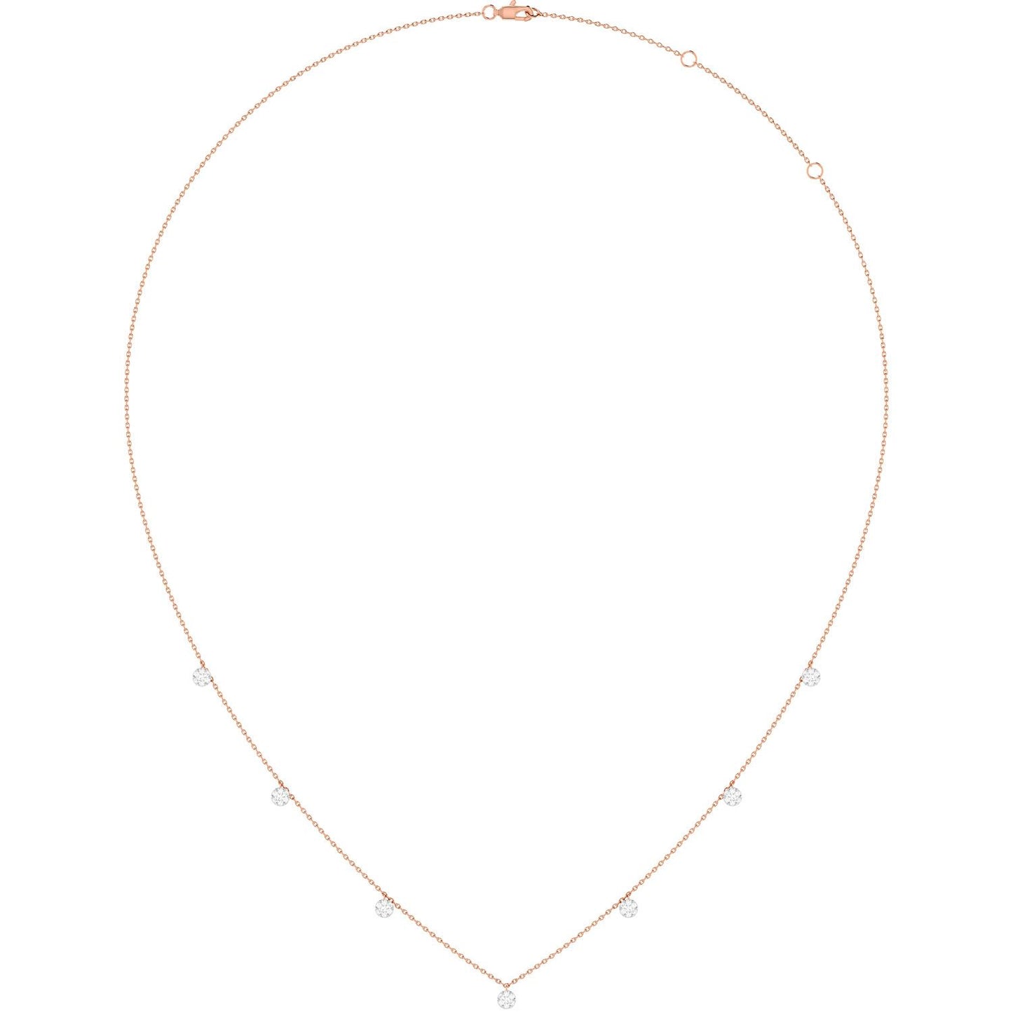 DIAMOND DISC STATION NECKLACE 14K SOLID GOLD 0.20CTW