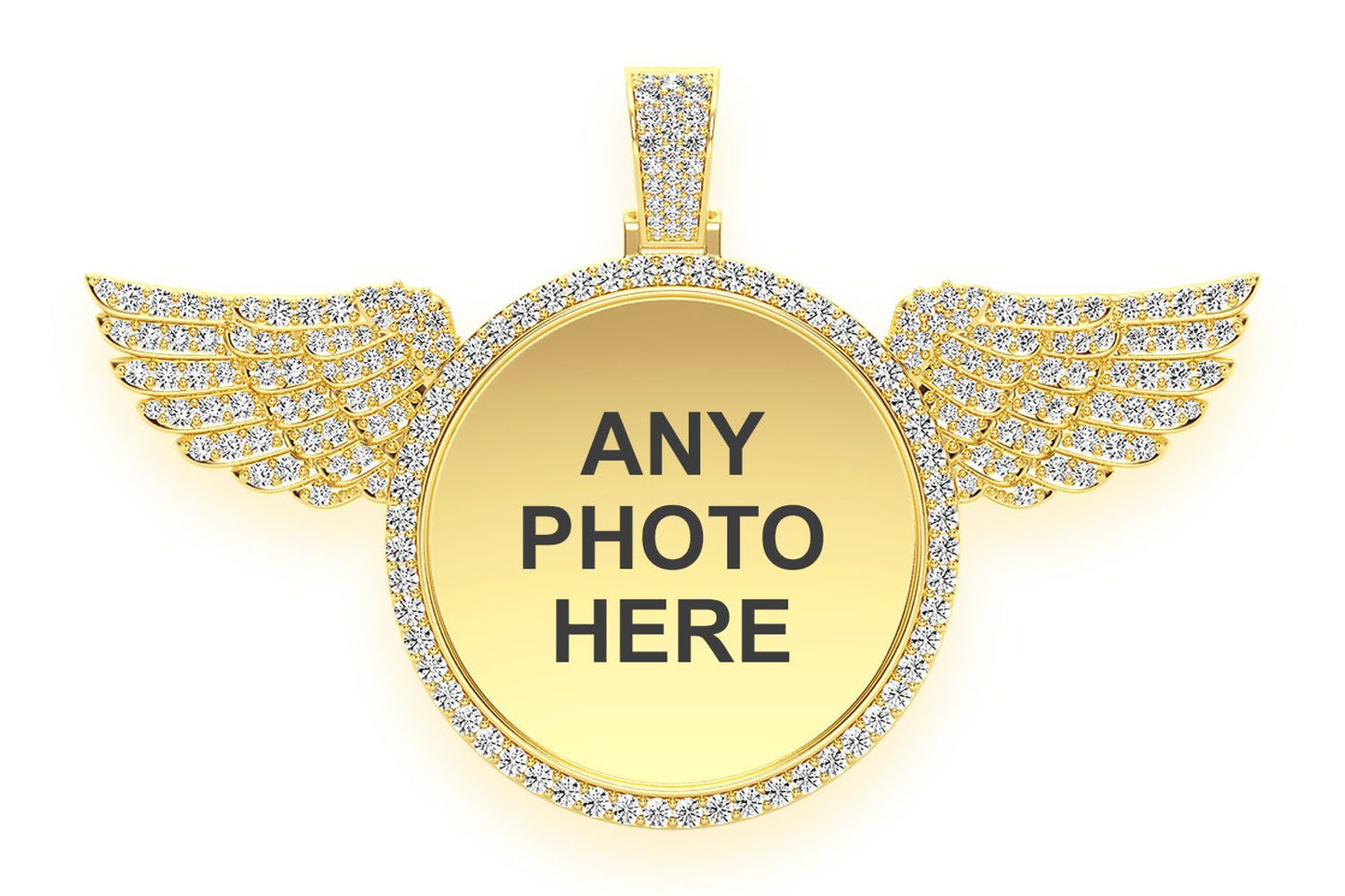 MEMORY WINGS PHOTO DIAMOND PENDANT 14K SOLID GOLD 8.75CTW