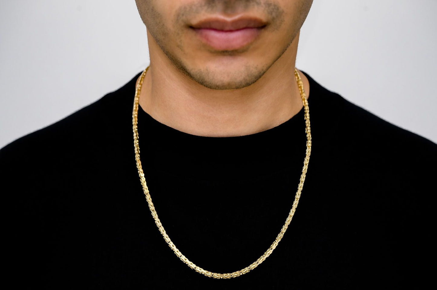 3MM BYZANTINE SOLID GOLD CHAIN 14K