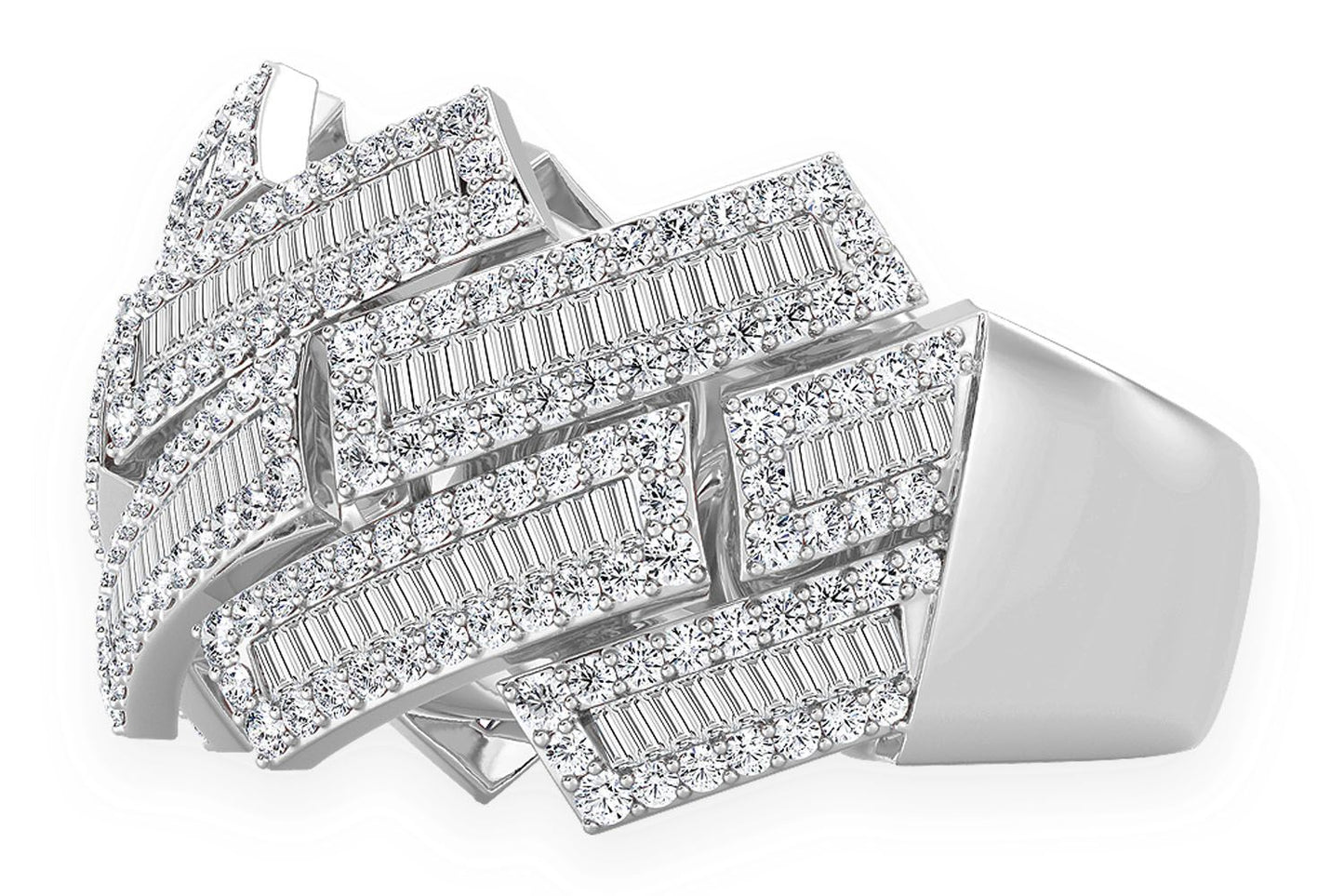 RAISED BAGUETTE MIAMI CUBAN RING 14K SOLID GOLD 2.30CTW