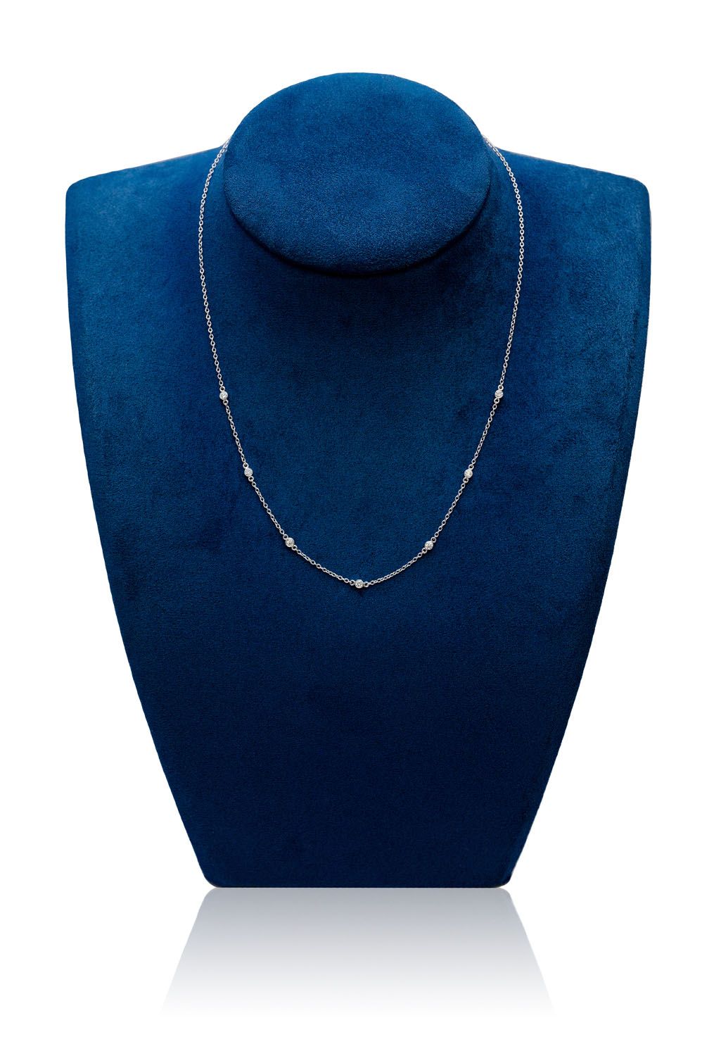 ROUND BEZEL SET DIAMOND NECKLACE CONNECTED 14K SOLID GOLD 0.33CTW