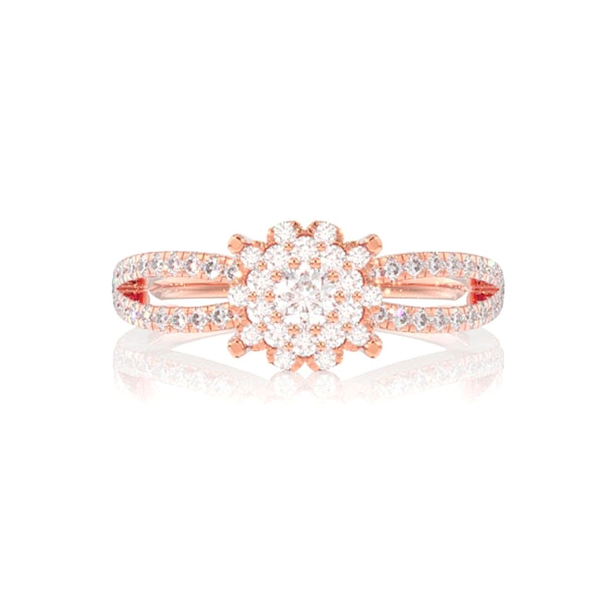 0.50CTW FLOWER CLUSTER LOOP SHANK DIAMOND ENGAGEMENT RING 14K SOLID GOLD