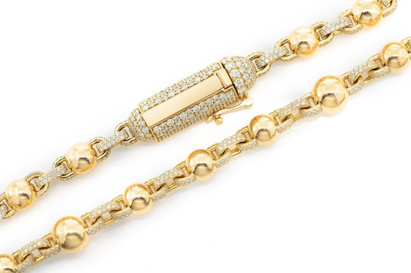 ROLO BEADED DIAMOND NECKLACE 14K SOLID GOLD 30.00CTW