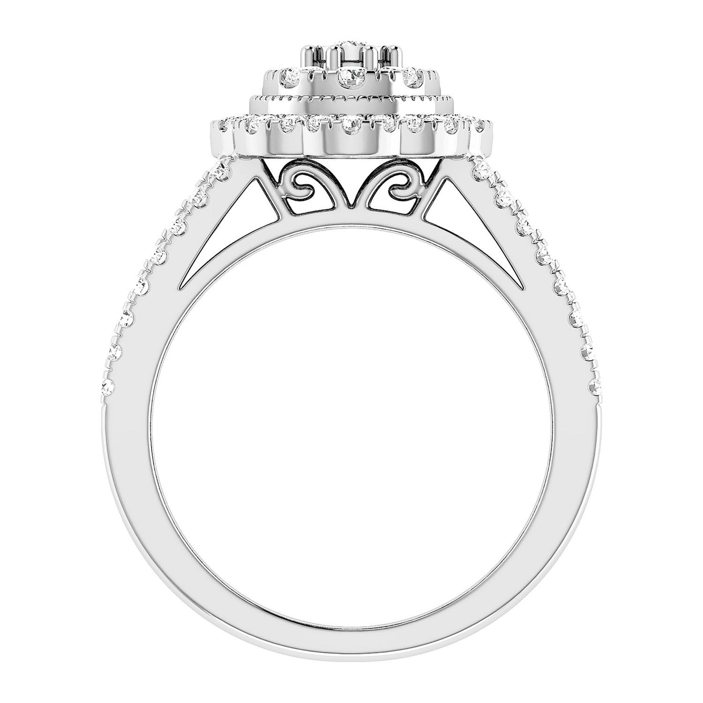 INEL DE LOGODNĂ CU DIAMANTE ROTUNDE ȘI BAGHETĂ, 1.00CT, AUR MASIV DE 14K