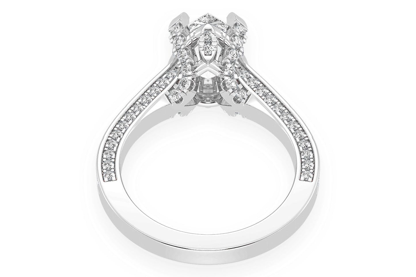 2.00CT PEAR SOLITAIRE - DELUXE ONE ROW SCALLOP - DIAMOND ENGAGEMENT RING