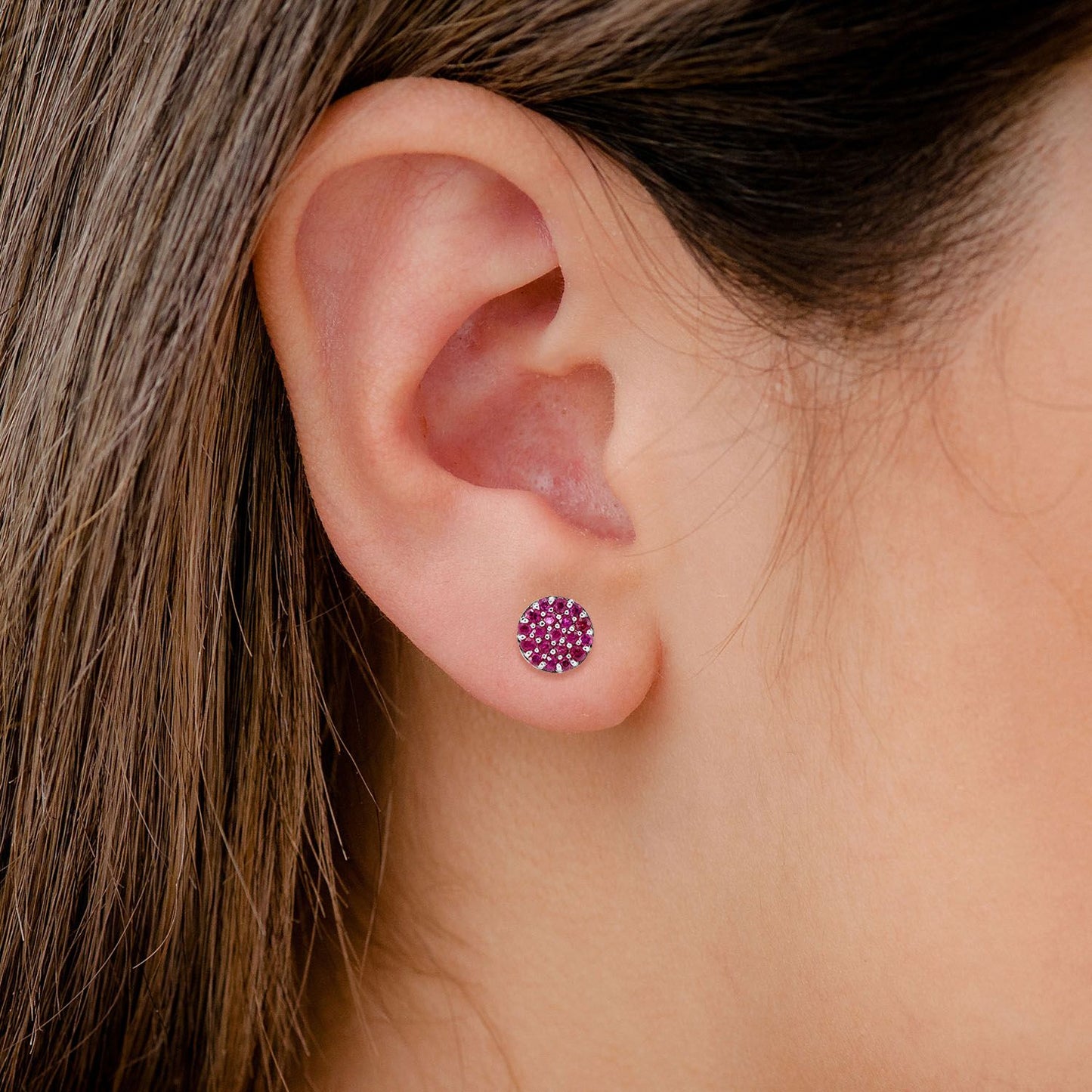 ROUND RUBY CLUSTER STUD EARRINGS 14K SOLID GOLD 0.30CTW