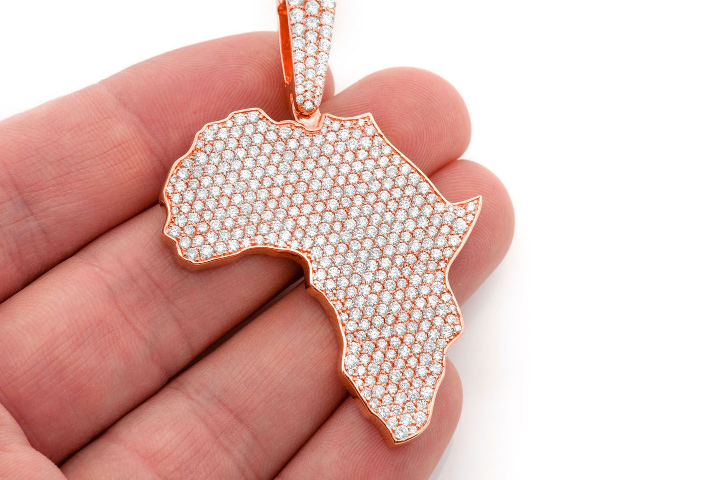 AFRICA CONTINENT DIAMOND PENDANT 14K SOLID GOLD 6.75CTW