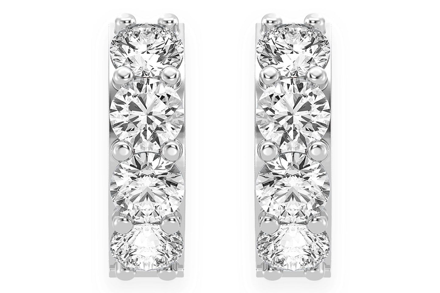 DIAMOND HUGGIE HOOPS SOLID GOLD 14K .50CTW