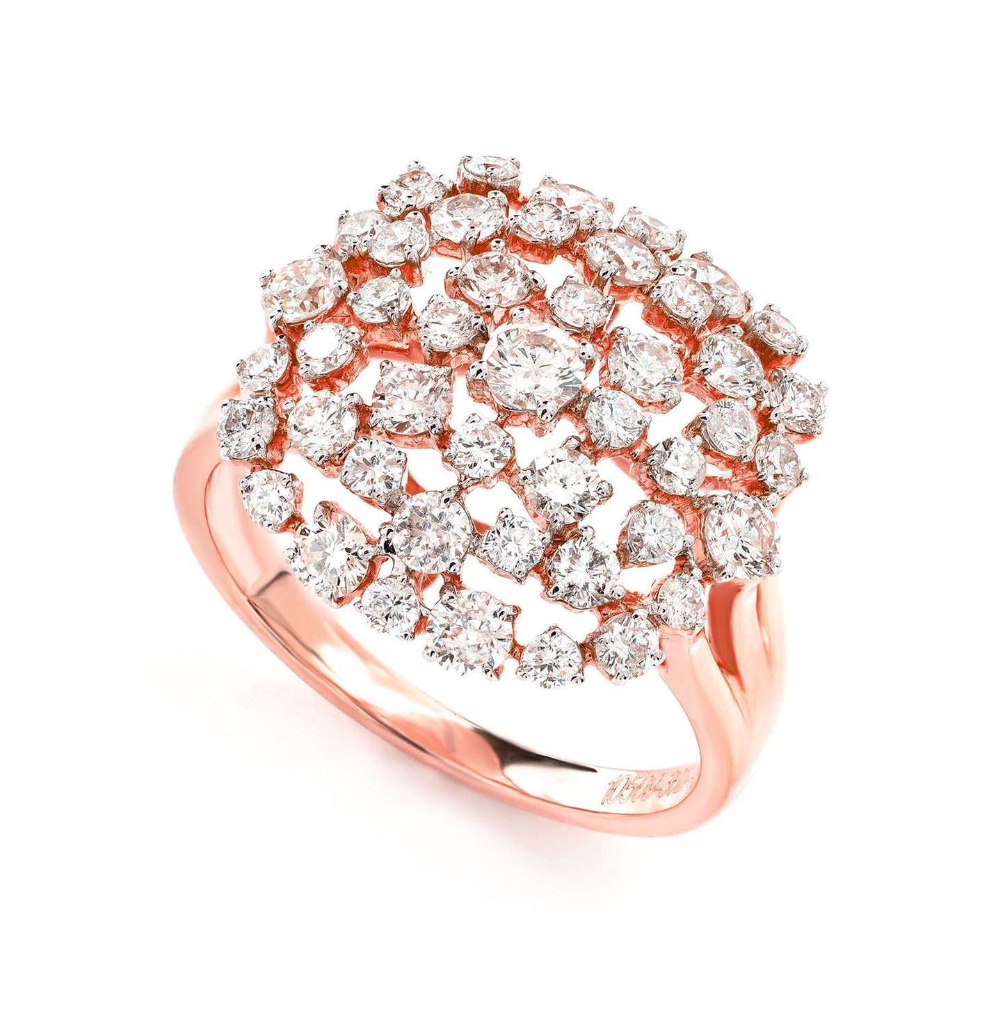 INEL COCKTAIL CU DIAMANTE CLUSTER, AUR MASIV DE 14K, 1.85CT