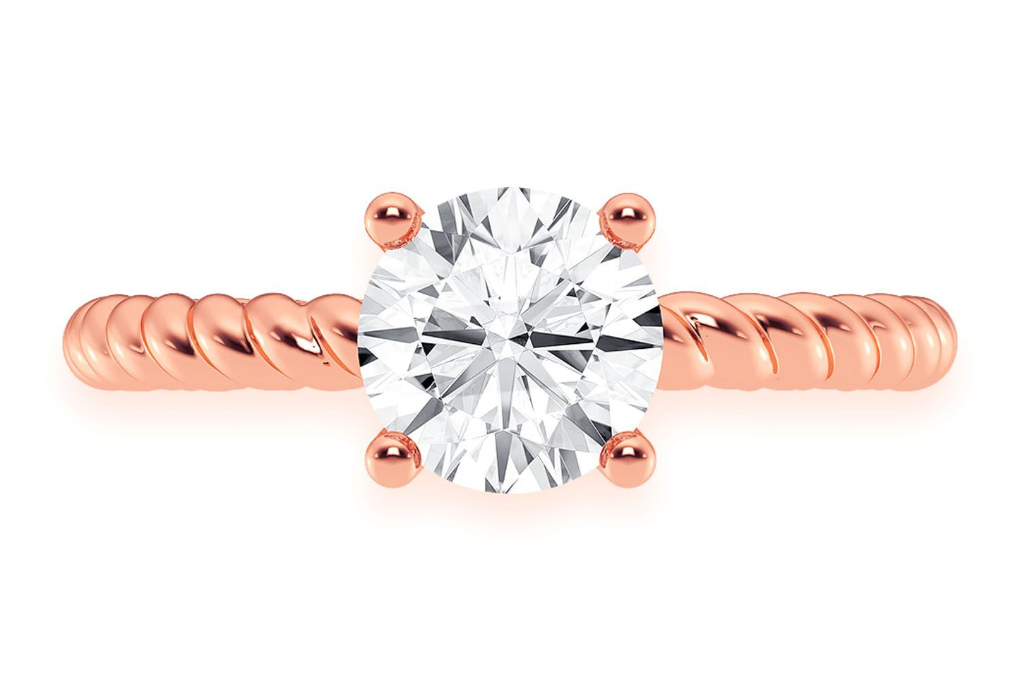 1.00CT ROUND TWIST BAND SOLITAIRE RING 14K