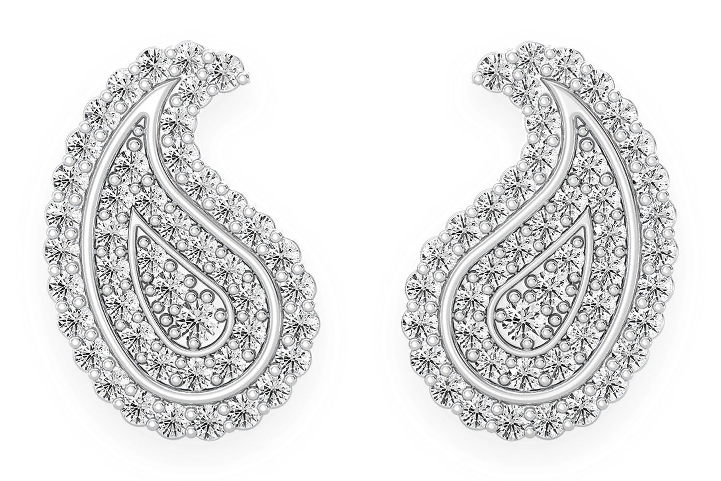 CERCEI CU DIAMANTE PAISLEY, AUR MASIV DE 14K, 0.35CT