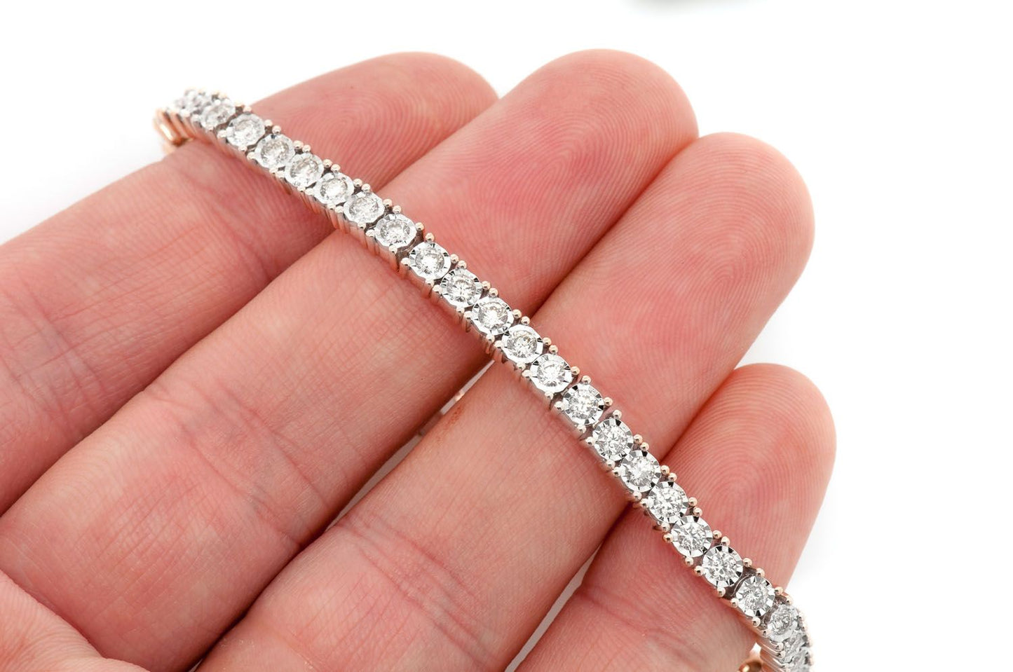 9PT MIRACLE SET DIAMOND TENNIS BRACELET 14K SOLID GOLD 4.50CTW