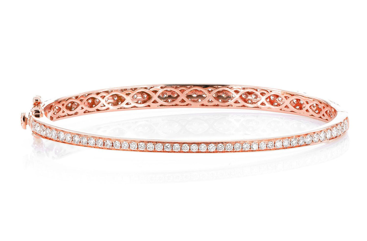 BUBBLY TWO-SIDED DIAMOND BANGLE BRACELET 4.00CTW 14K SOLID GOLD