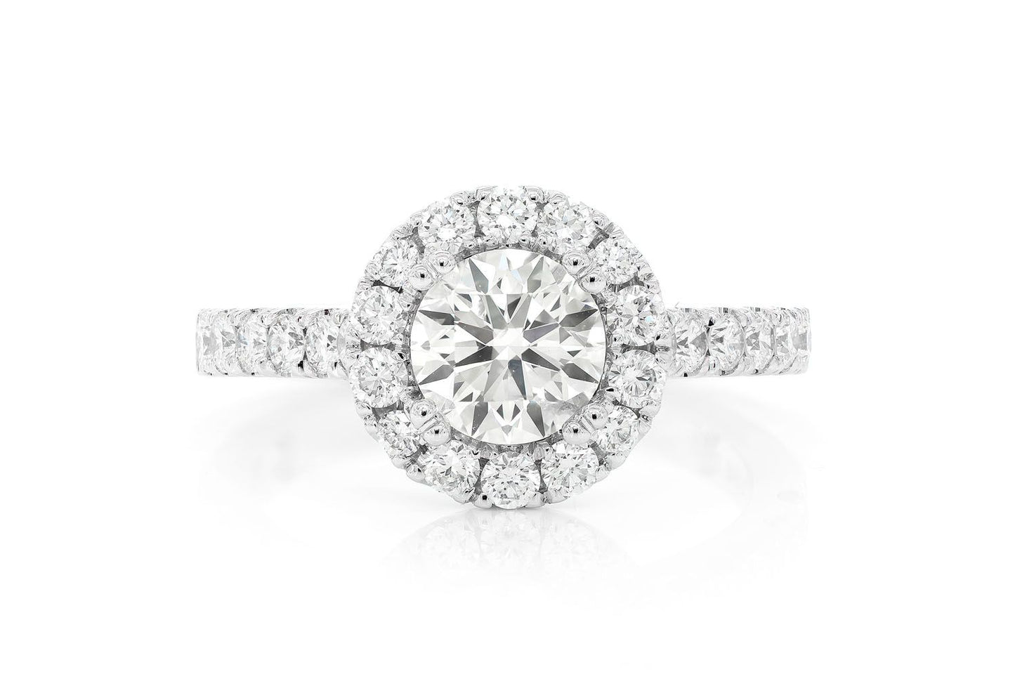 1.00CT ROUND SOLITAIRE - HALO - DIAMOND ENGAGEMENT RING