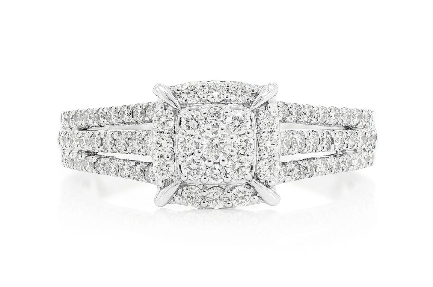 .50CTW - CLUSTER HALO 3 ROW BAND - DIAMOND ENGAGEMENT RING