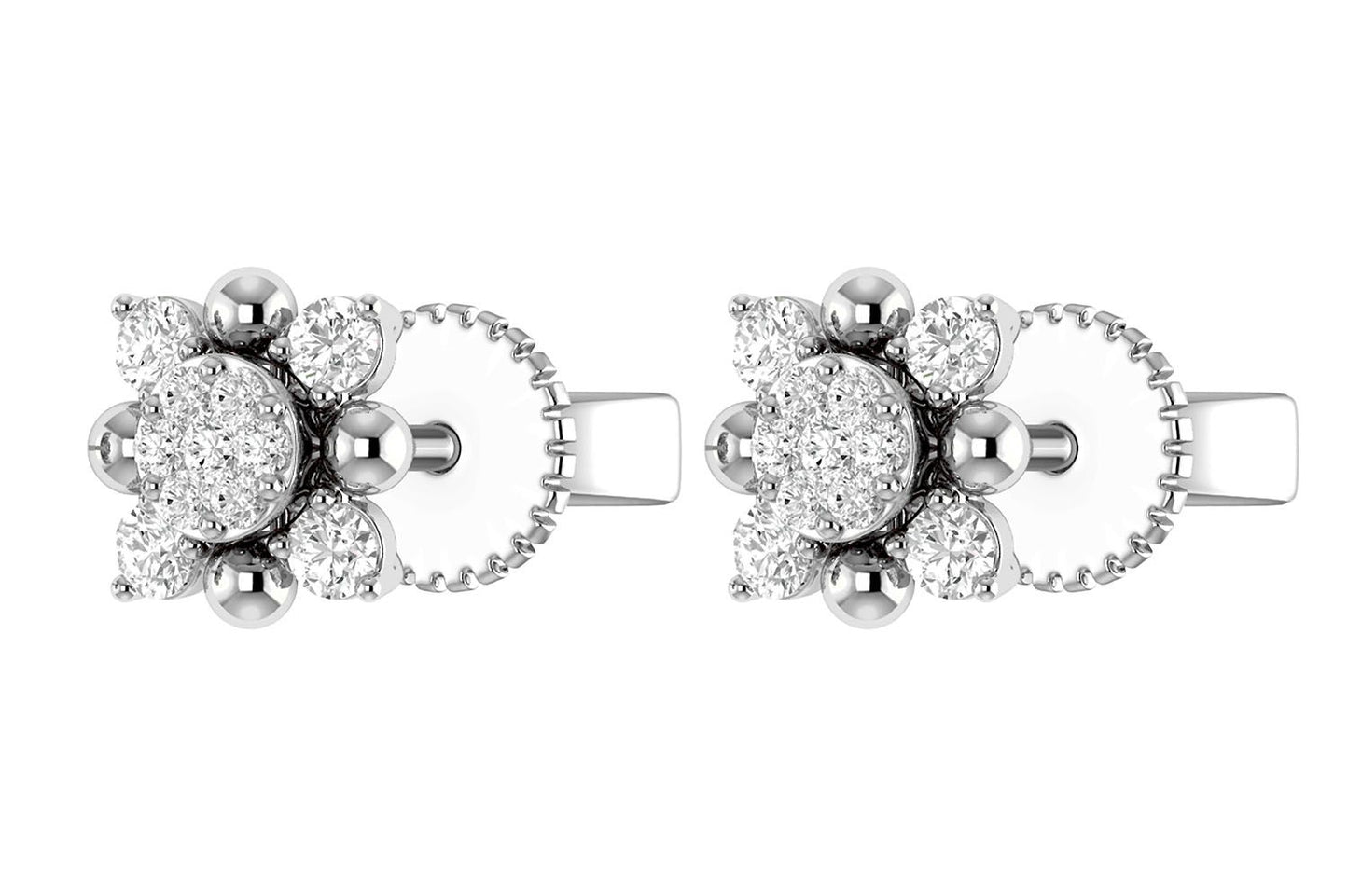 CERCEI CU DIAMANTE STARBURST, AUR MASIV DE 14K, 0.20CT