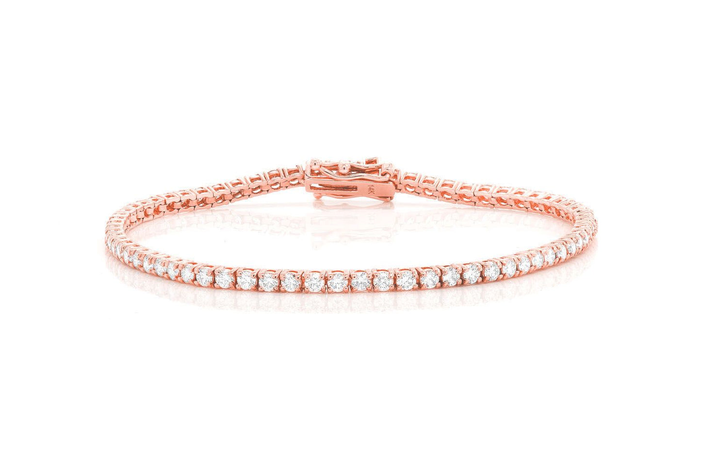 5PT PRONG SET DIAMOND TENNIS BRACELET 14K SOLID GOLD 3.00CTW