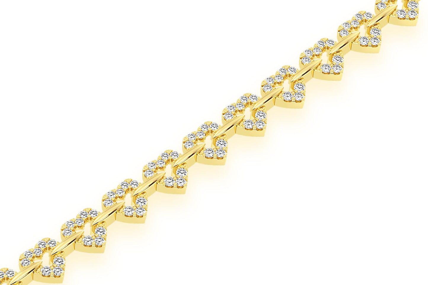 HEART SHAPE DIAMOND BRACELET 14K SOLID GOLD 2.35CTW