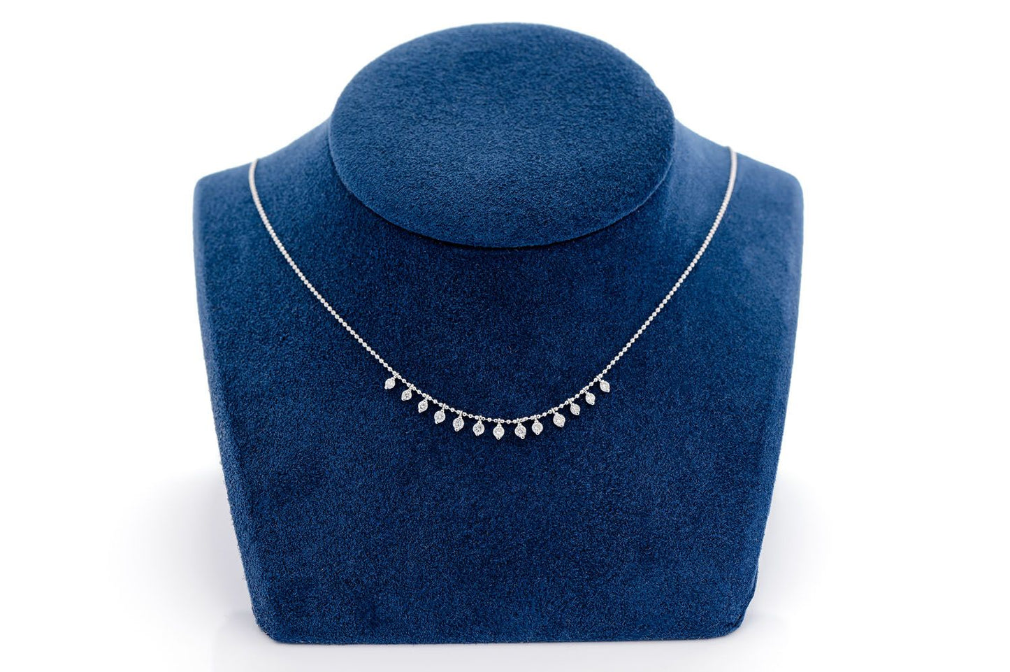 13 STONE DIAMOND NECKLACE 14K SOLID GOLD 0.50CTW