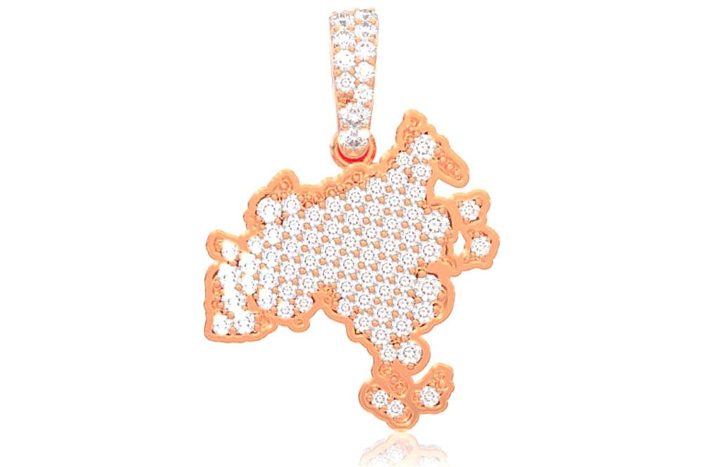 ASIA CONTINENT DIAMOND PENDANT 14K SOLID GOLD 0.33CTW