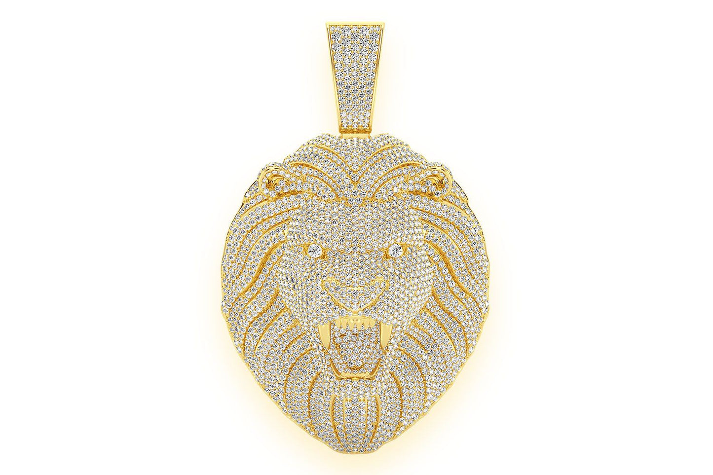 LION DIAMOND PENDANT 14K SOLID GOLD 15.00CTW