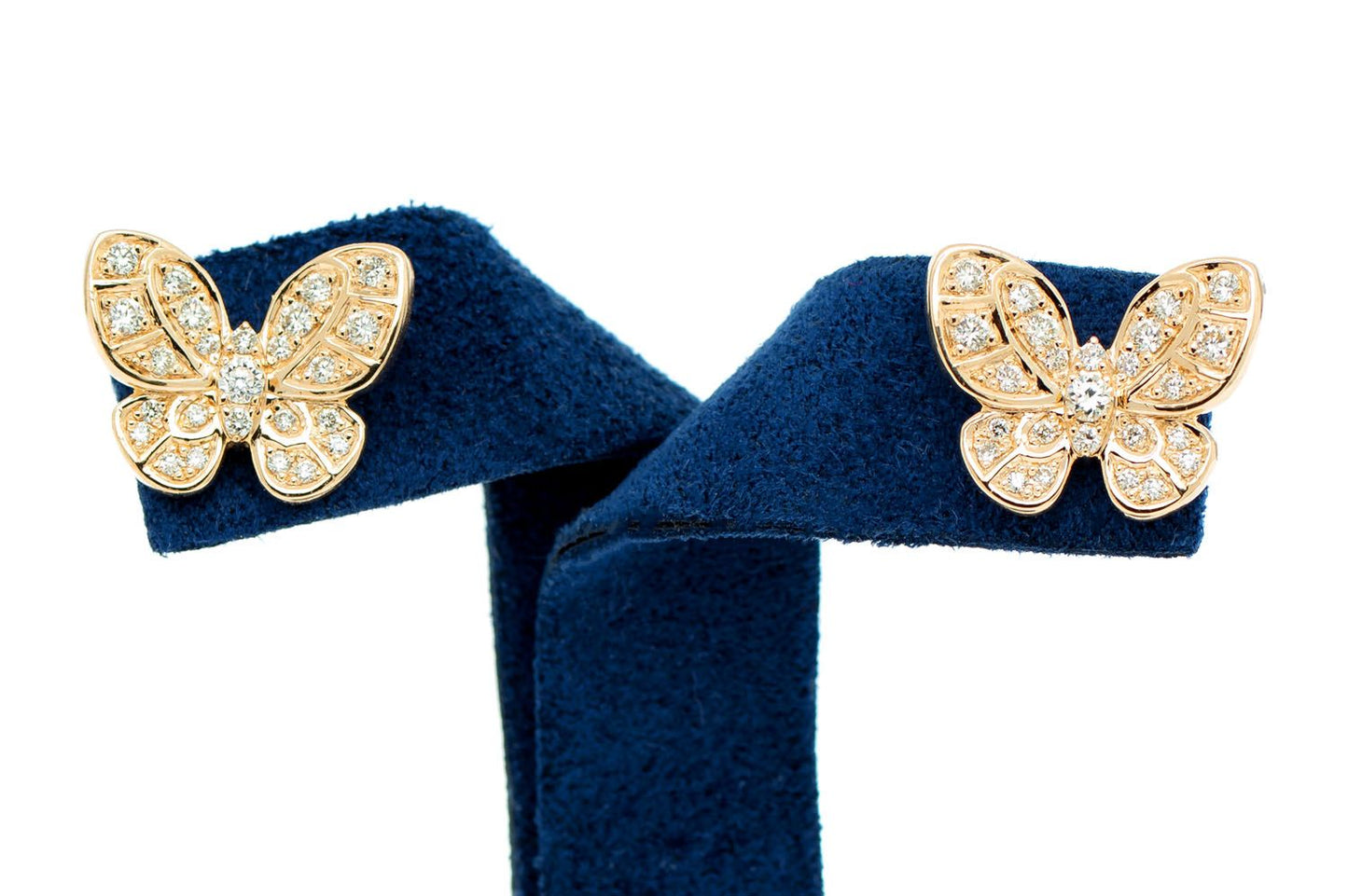INTRICATE BUTTERFLY STUD DIAMOND EARRINGS 14K SOLID GOLD 0.35CTW