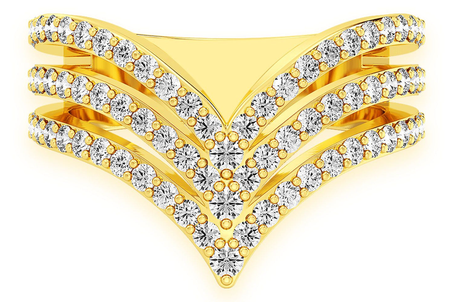 TRIPLE POINTED V SHAPED RING 14K