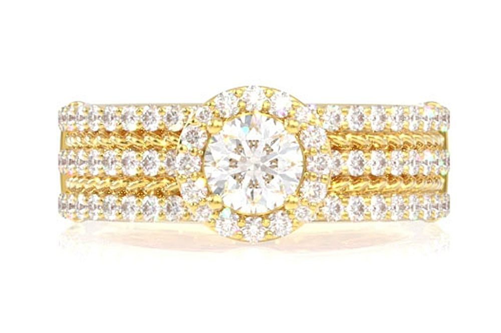 THREE ROW DIAMOND ROPE ENGAGEMENT RING - 1.00CTW