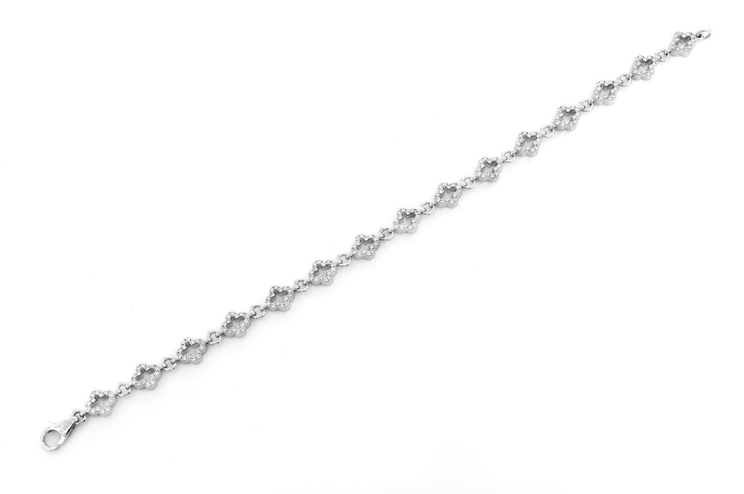 FLORAL CLOVER DIAMOND BRACELET 14K SOLID GOLD 1.75CTW
