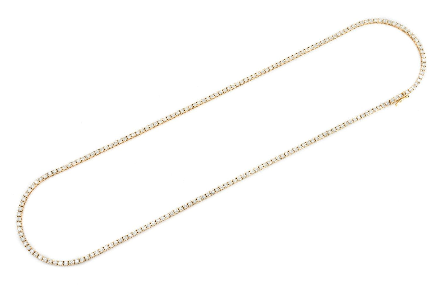 COLIER TENIS CU 5 PIELE, SET DIAMANTE, AUR MASIV DE 14K, 11.00 CT