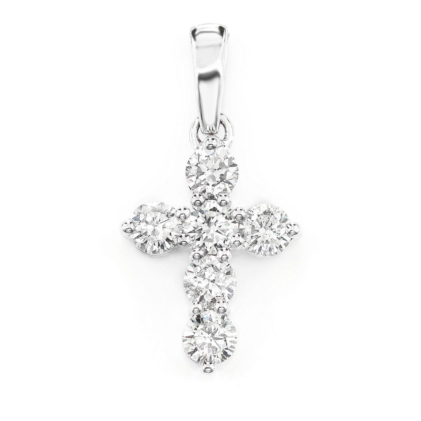 POINTED DIAMOND CROSS 14K SOLID GOLD 0.75CTW