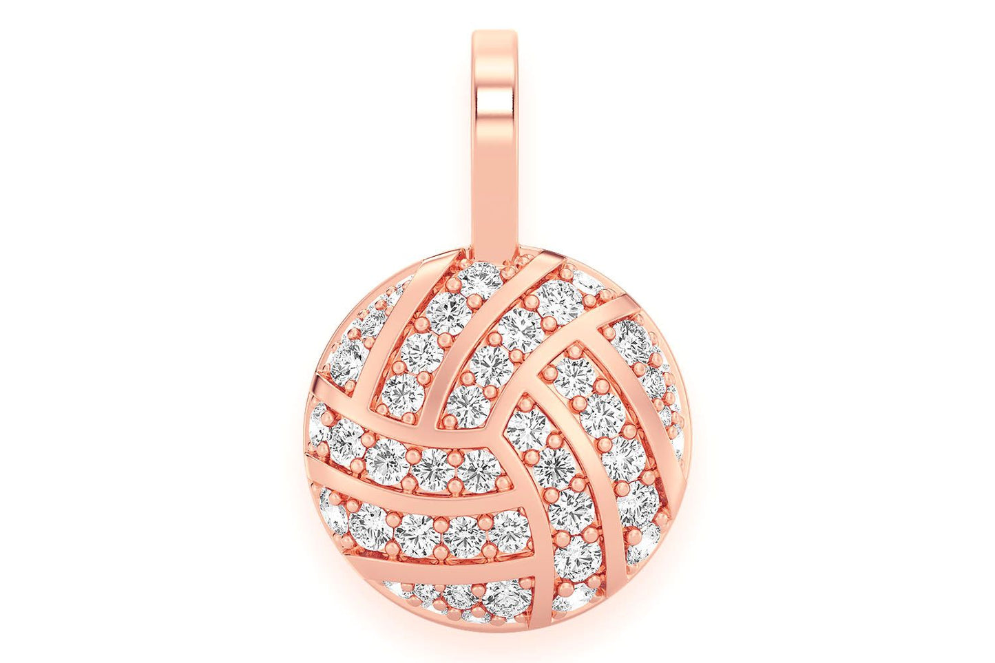 VOLLEYBALL DIAMOND PENDANT 14K SOLID GOLD 0.50CTW