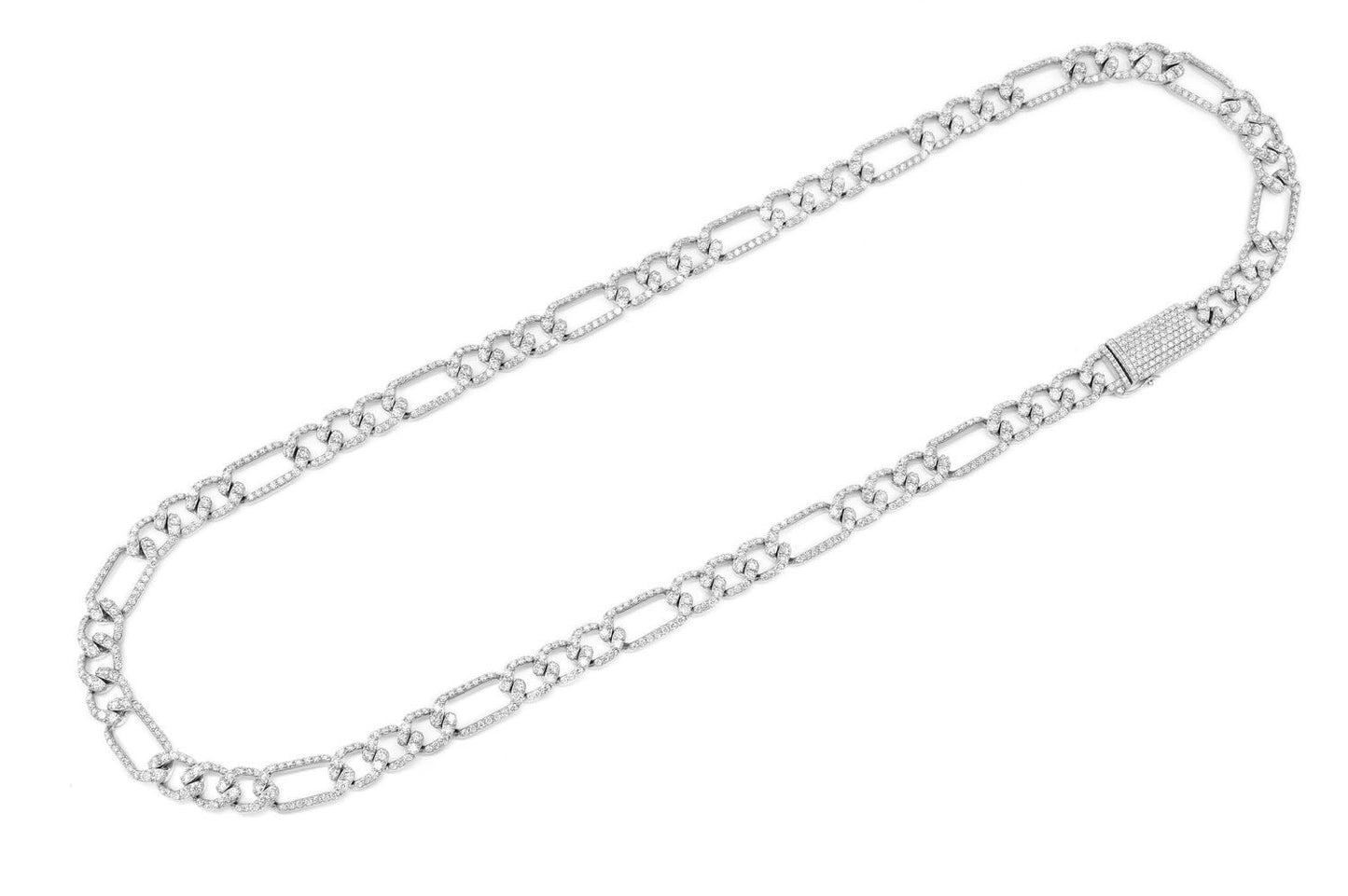 8MM FIGARO LINK DIAMOND NECKLACE 14K SOLID GOLD 17.00CTW