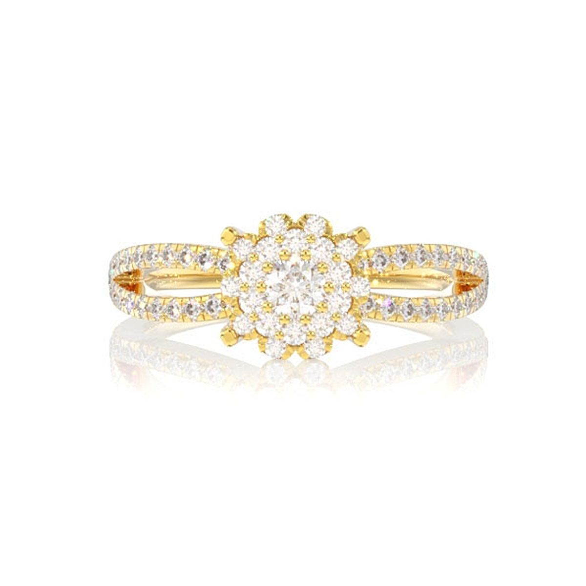 0.50CTW FLOWER CLUSTER LOOP SHANK DIAMOND ENGAGEMENT RING 14K SOLID GOLD