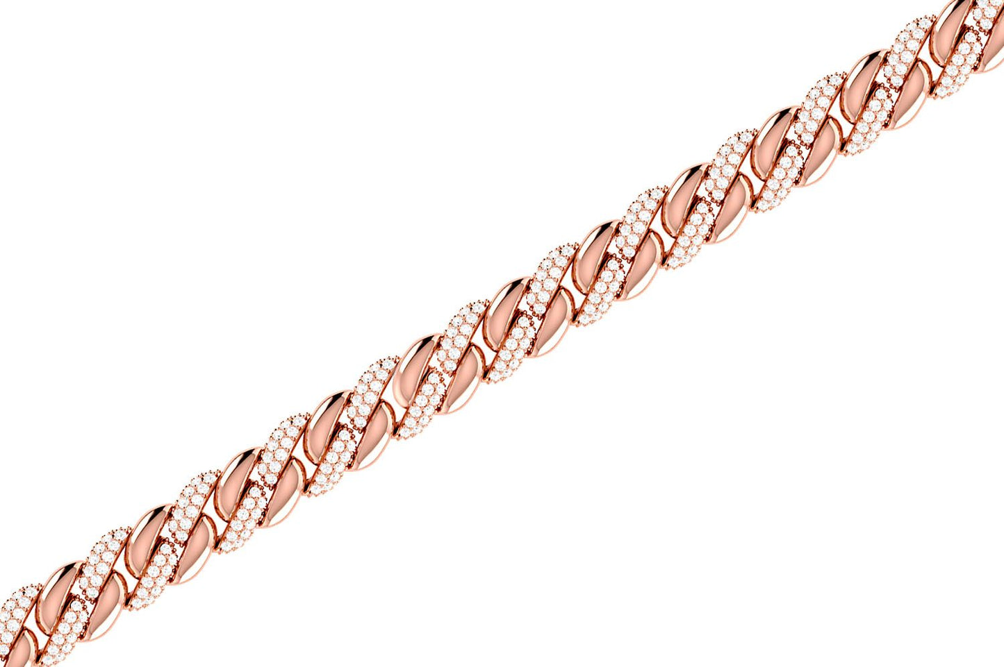 MIAMI CUBAN HALF LINK DIAMOND BRACELET 14K SOLID GOLD 0.85CTW