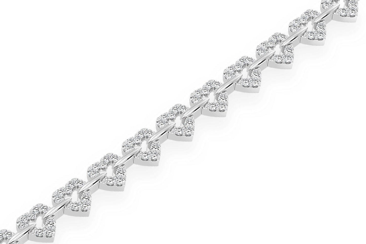 HEART SHAPE DIAMOND BRACELET 14K SOLID GOLD 2.35CTW