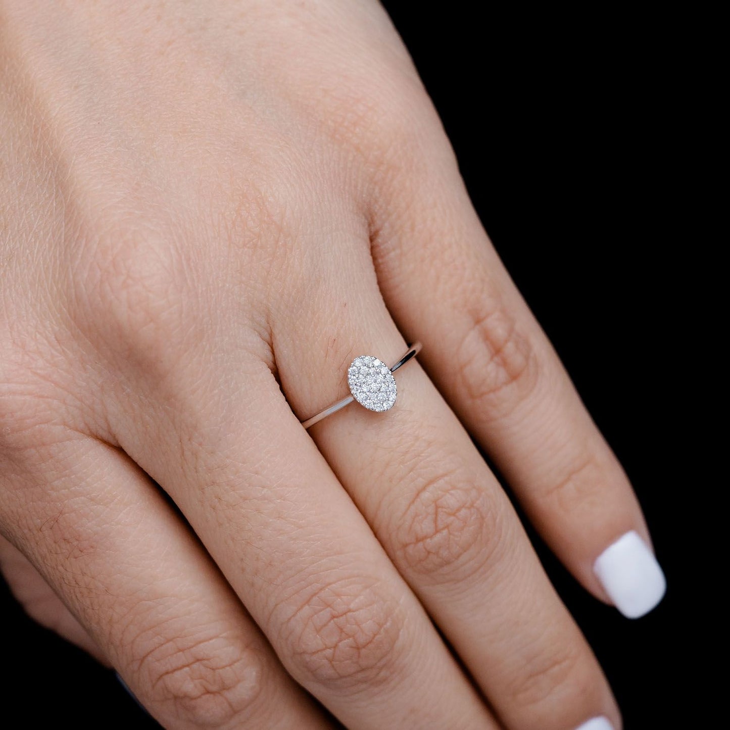 0.35CTW OVAL CLUSTER - DIAMOND ENGAGEMENT RING