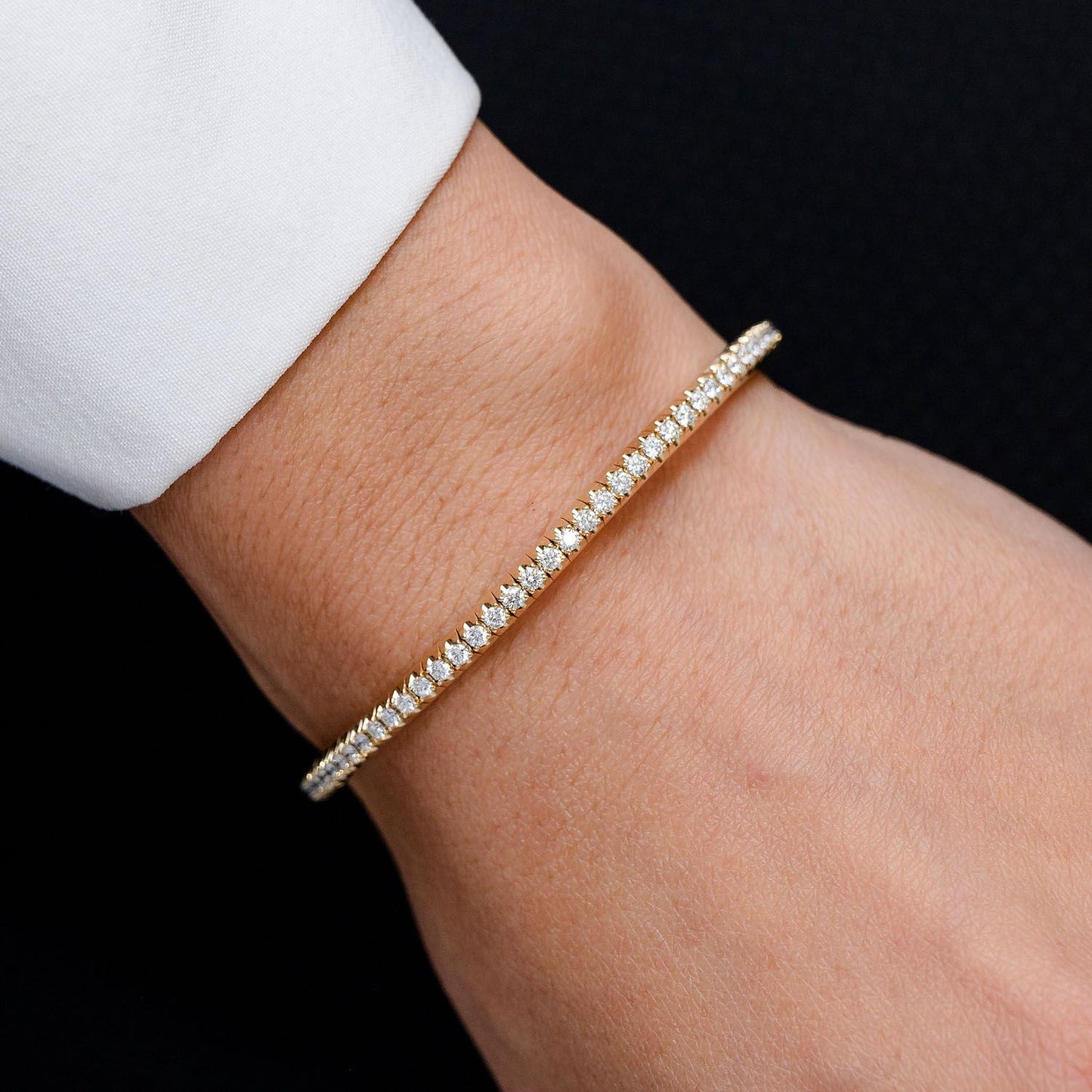 DIAMOND FLEX BANGLE TENNIS BRACELET 14K SOLID GOLD 2.20CTW