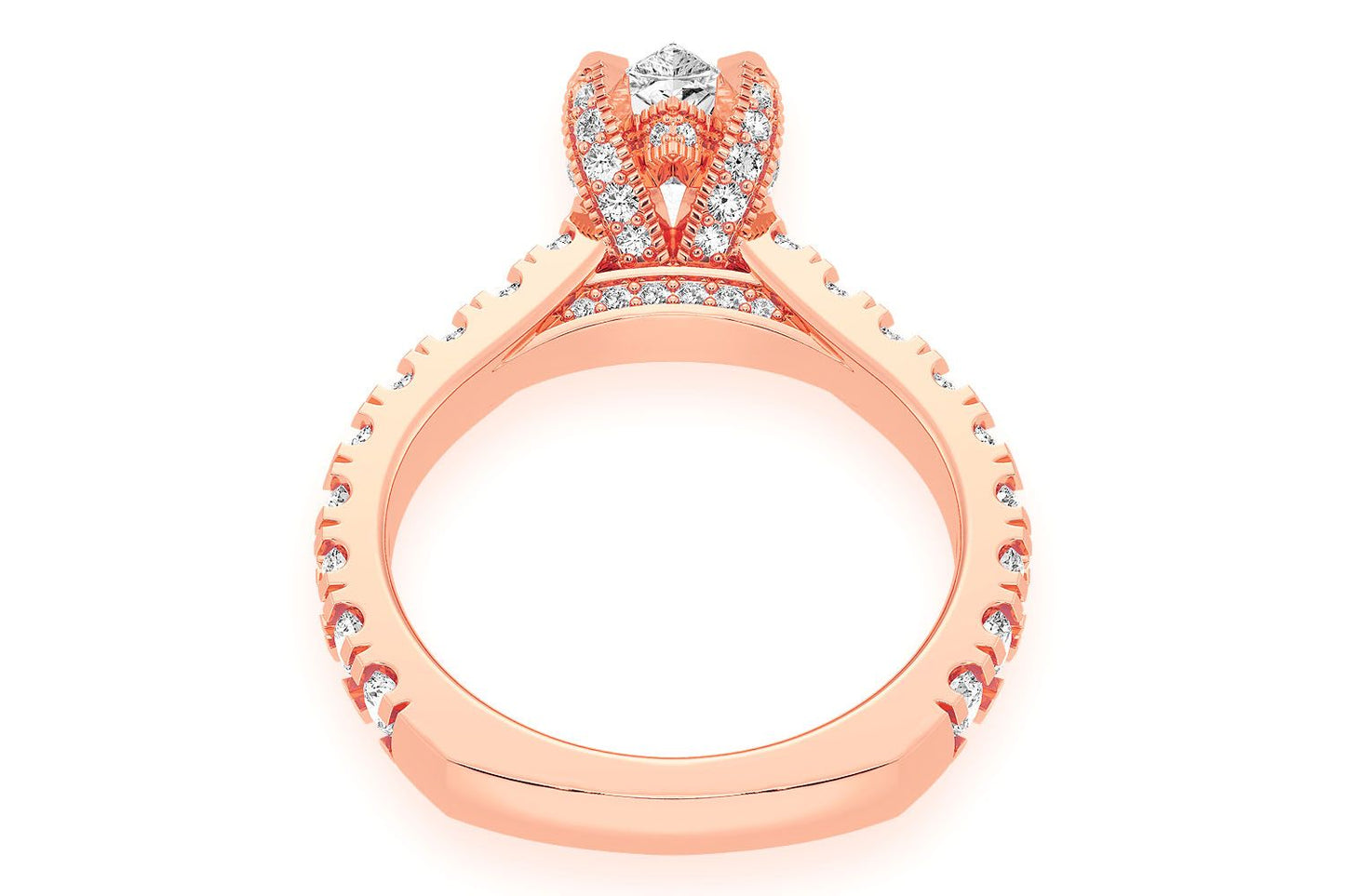 THINN - 1.50CT PEAR SOLITAIRE - SINGLE ROW SCALLOP - DIAMOND ENGAGEMENT RING