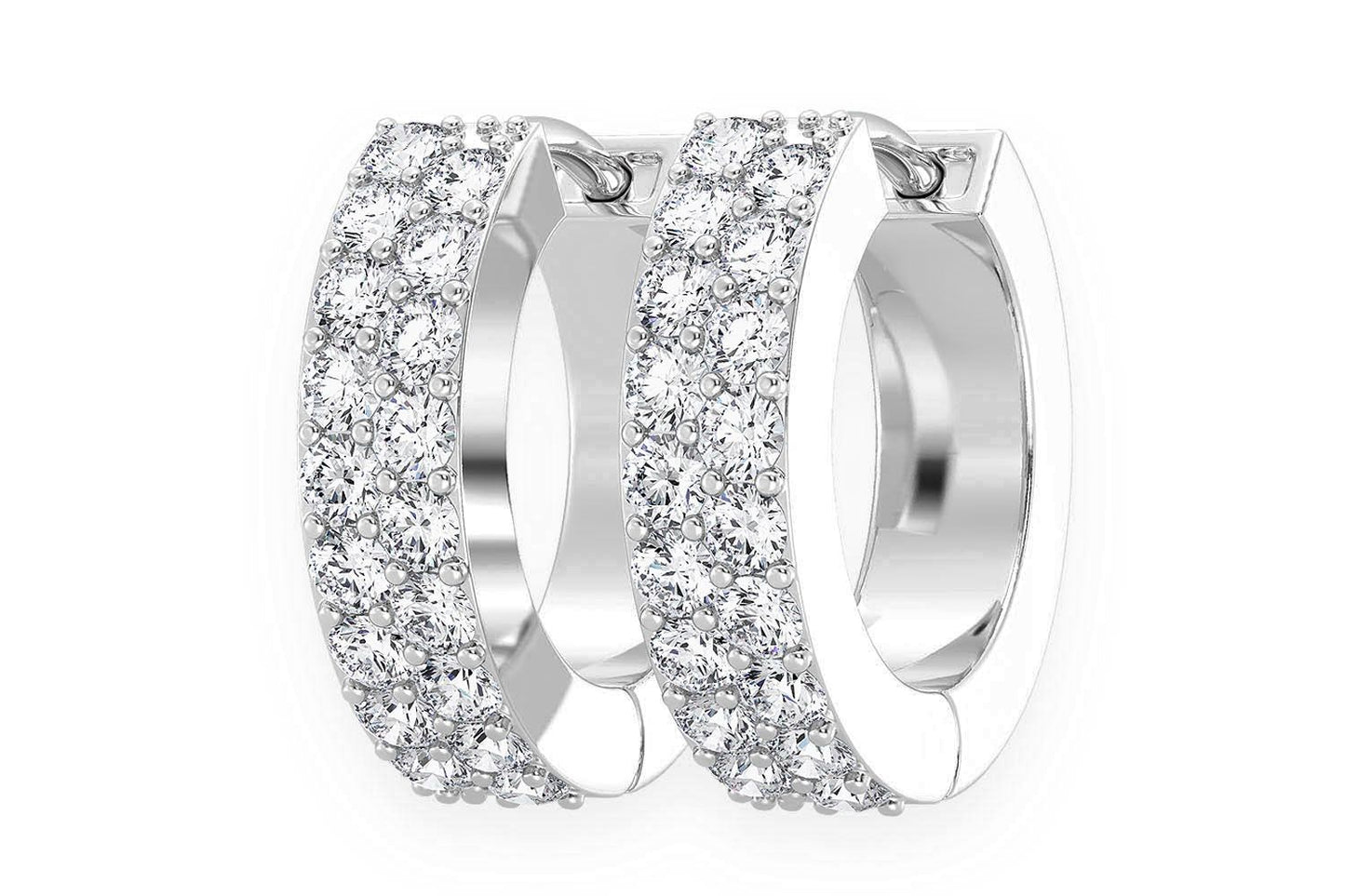 CERCEI CU DIAMANTE, VERTICALE, AUR MASIV DE 14K, 0.35CT