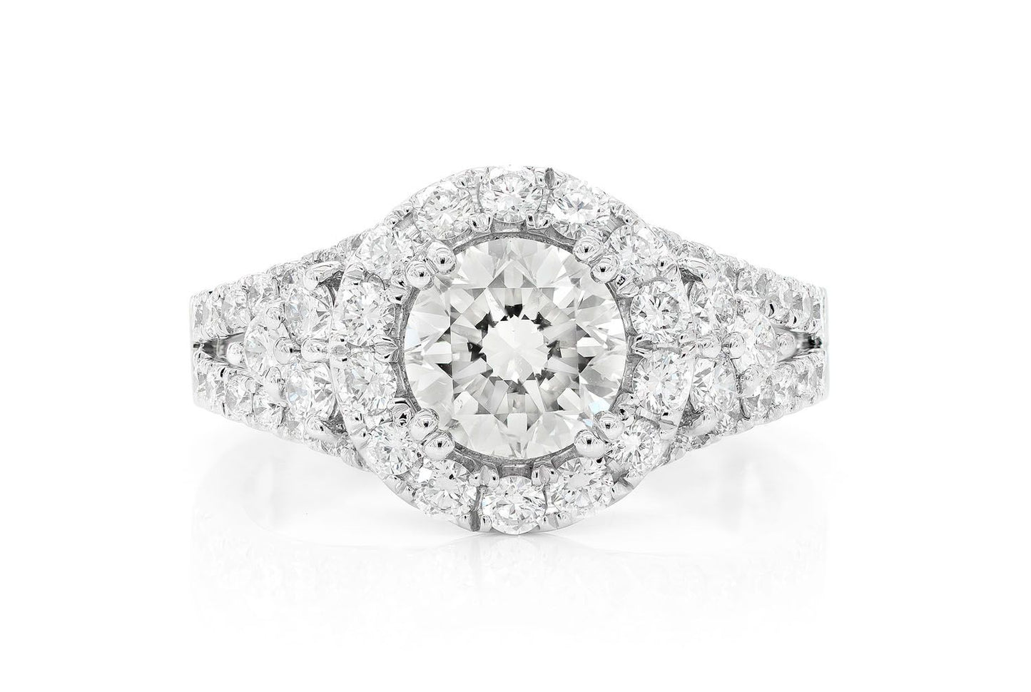 1.25CT ROUND - SPLIT SHANK HALO - DIAMOND ENGAGEMENT RING
