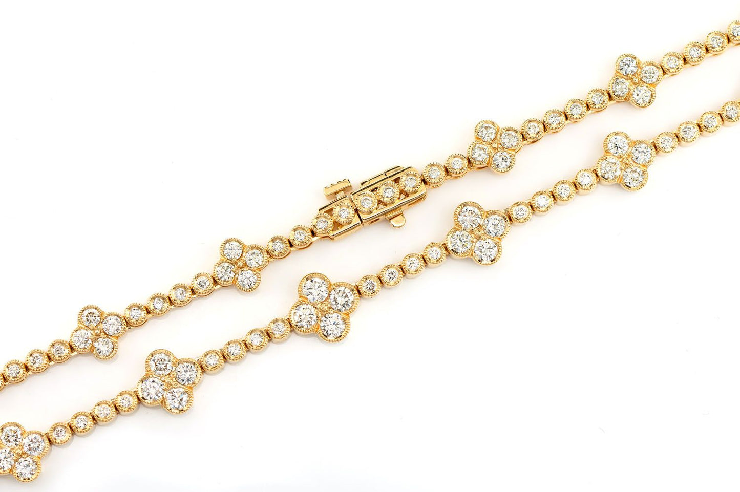 DIAMOND CLOVER STATION NECKLACE 14K SOLID GOLD 5.75CTW