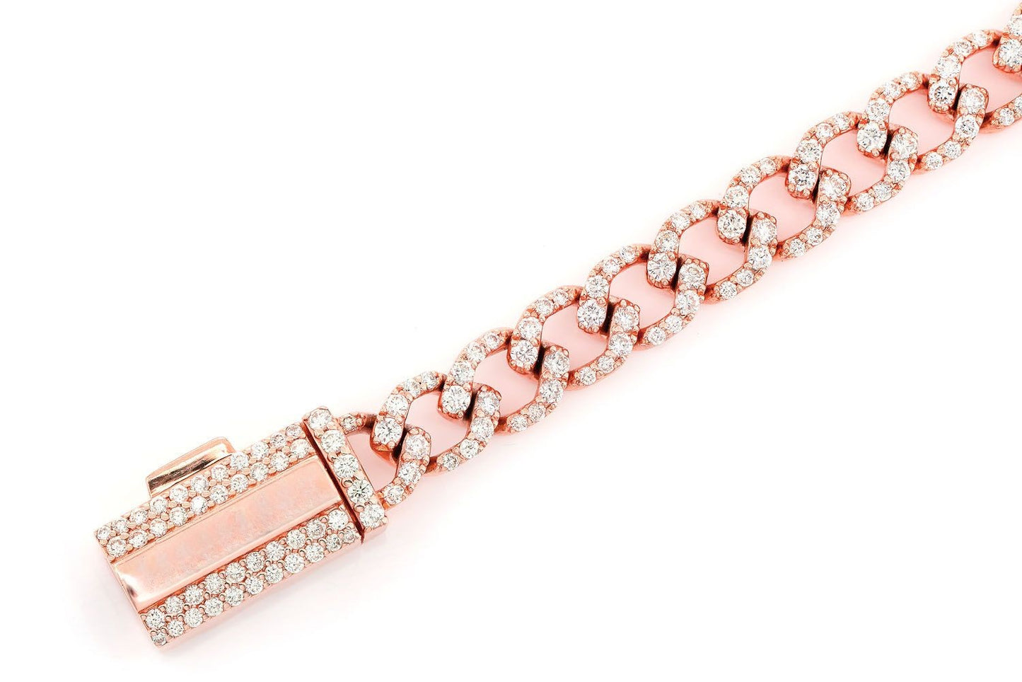 6MM DIAMOND CURB LINK BRACELET 14K SOLID GOLD 4CTW