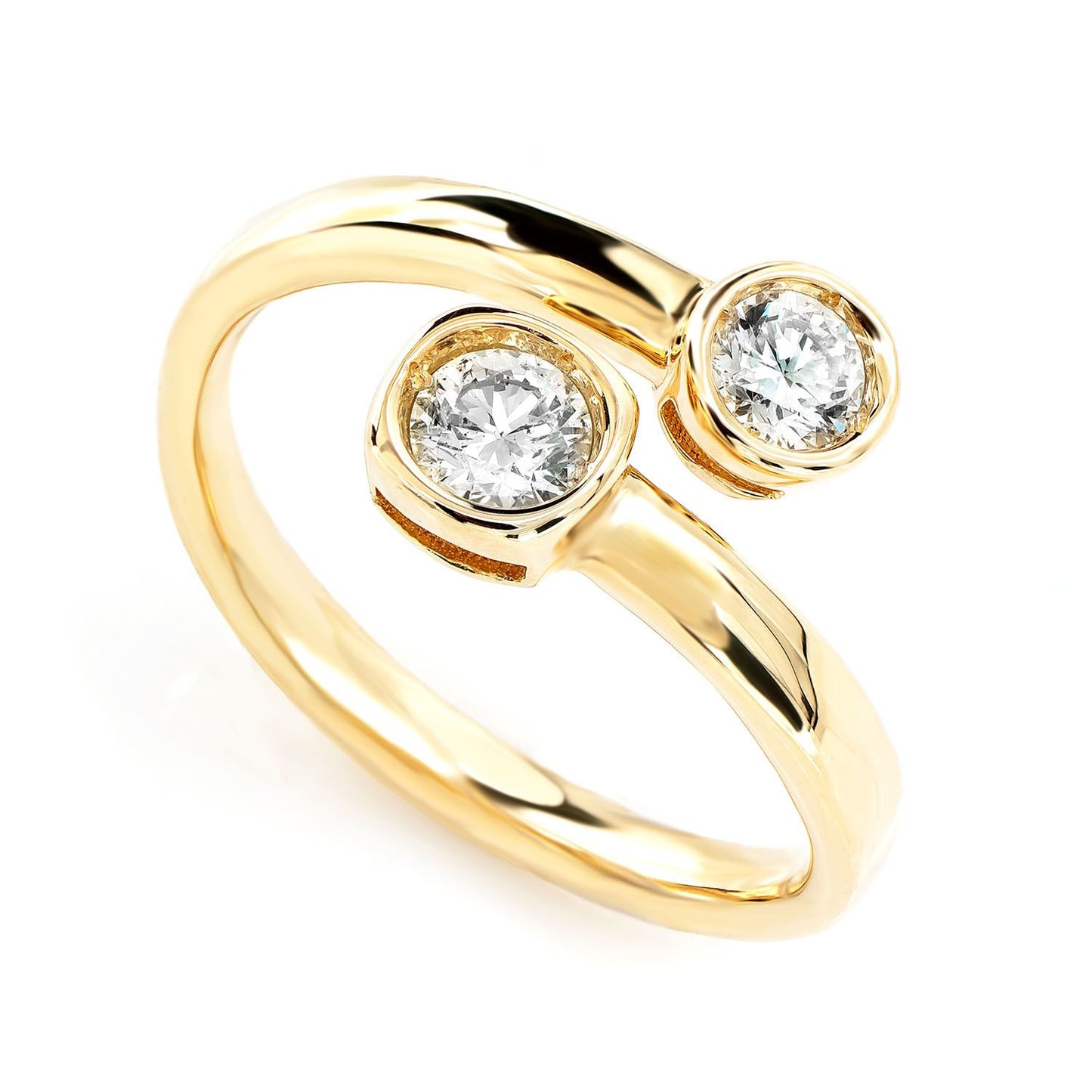 BYPASS BEZEL DIAMOND RING 14K SOLID GOLD 0.40CTW