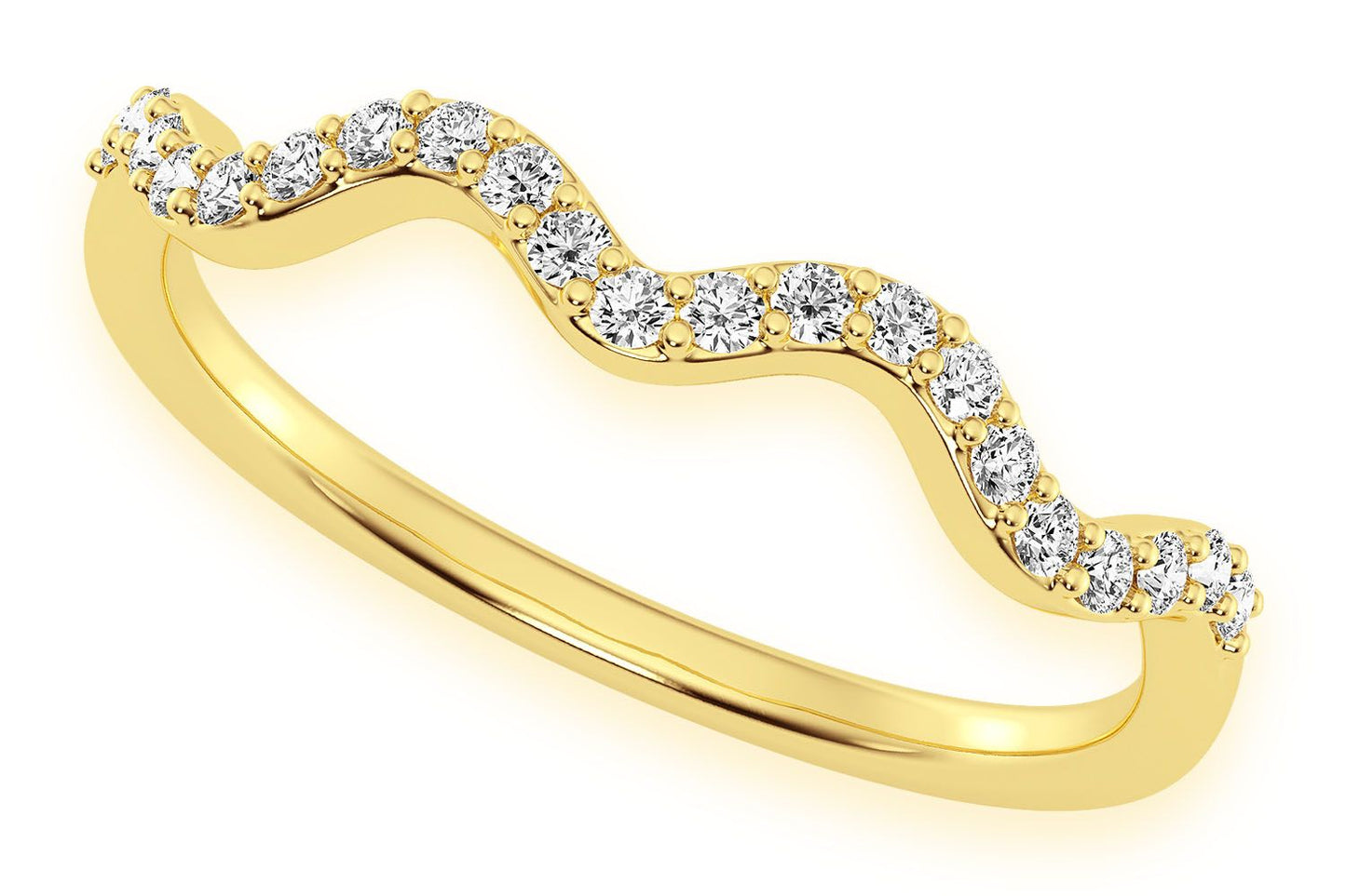 INEL CU DIAMANT ONDULAT, AUR MASIV DE 14K, 0.10CTW