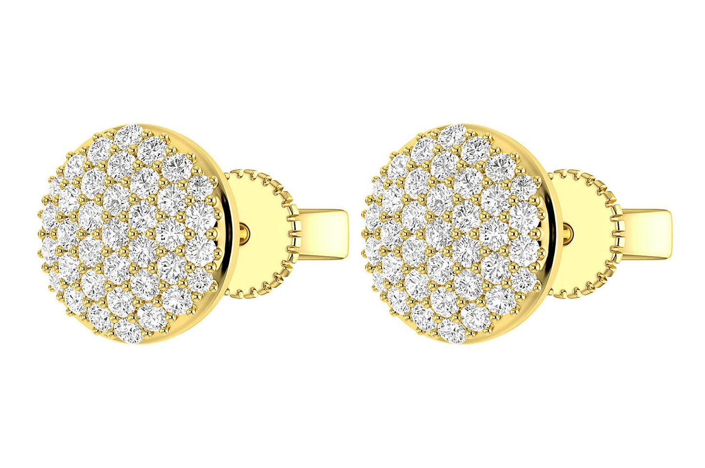 DOME DIAMOND STUD EARRINGS 14K SOLID GOLD 0.50CTW