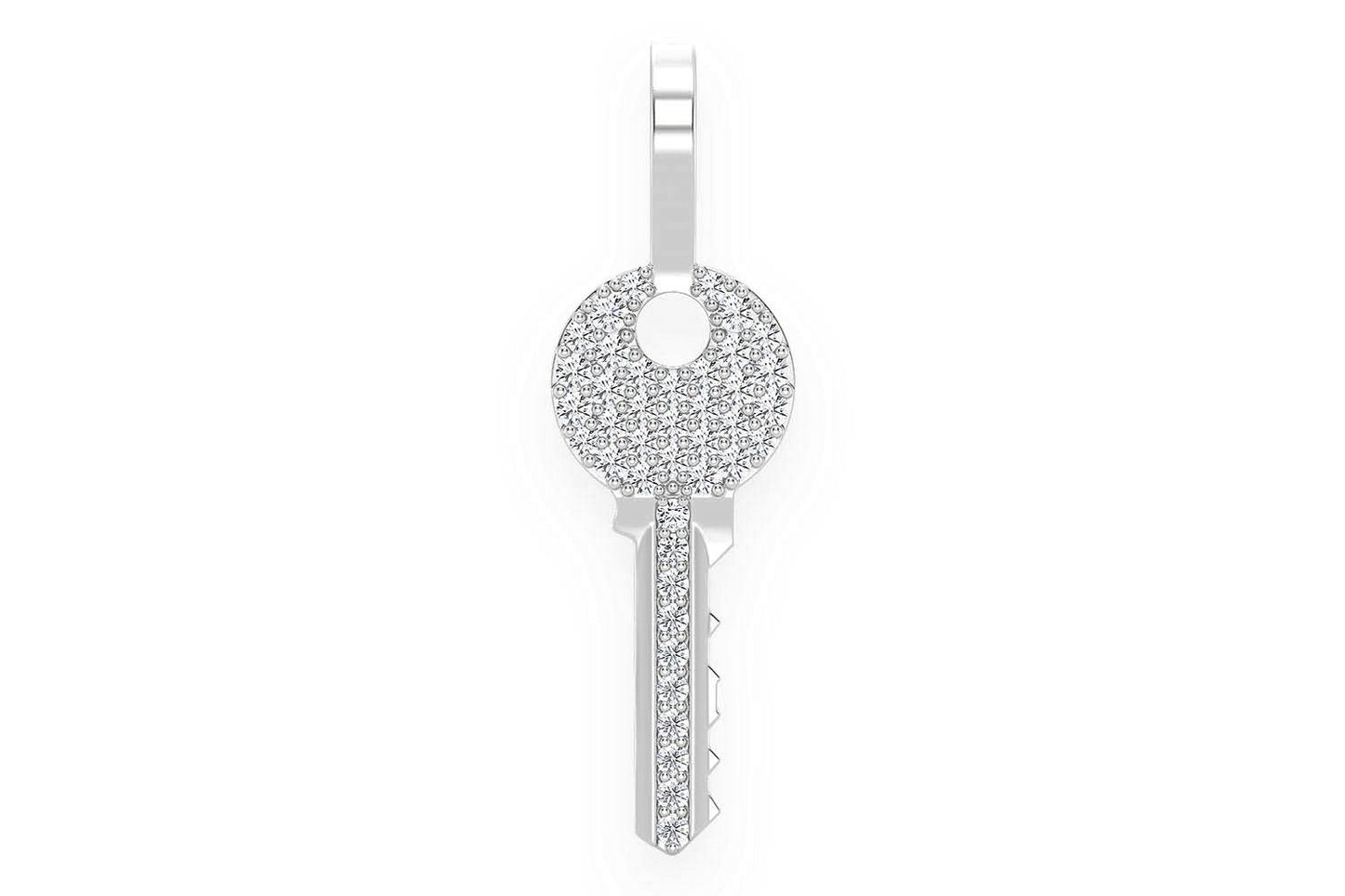 KEY DIAMOND PENDANT 14K SOLID GOLD 0.15CTW