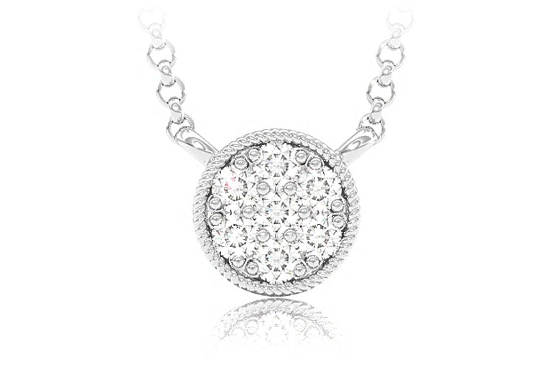 ROUND DIAMOND DISC PENDANT 14K SOLID GOLD 0.10CTW