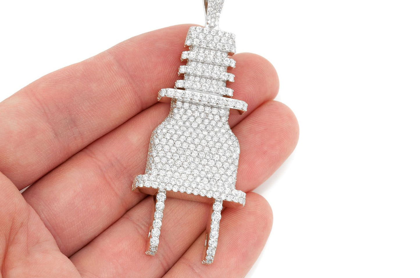 ELECTRIC PLUG DIAMOND PENDANT 14K SOLID GOLD 8.75CTW